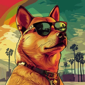 MEME DOGE in GTA art style — — in the style of a Grand Theft Au...