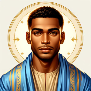 Create handsome African-American, Jesus, with Hazel Brown eyes w...