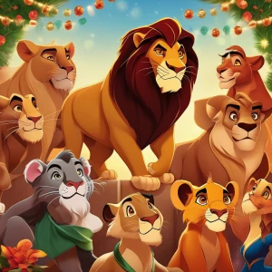 Disney image! Create an image of the lion king characters celebr...