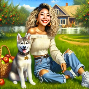 A digital airbrush oil painting of a cheerful young caricature w...