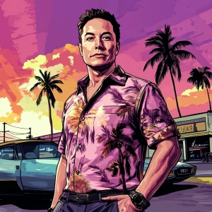 Elon Musk in GTA art style,  Be like a gta character, in the sty...