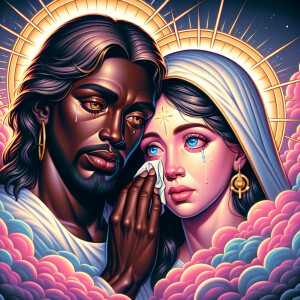 Ensure that the image distinctly represents both Jesus Christ an...
