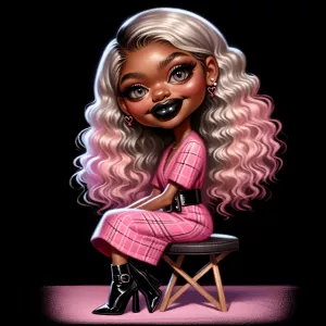 Full body image view caricature of a gorgeous young Afro Latina...