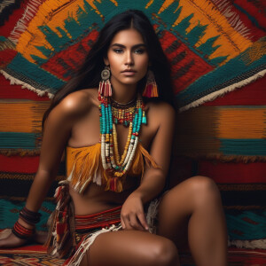 Native girl in traditional garbs posing for a model photoshoot,...