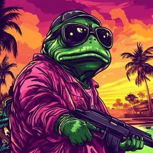 MEME PEPE in GTA art style — — in the style of a Grand Theft Au...