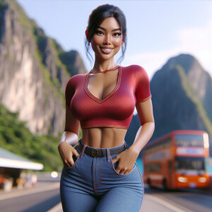 A physically fit woman with an athletic build and pronounced cur...