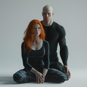 A photorealistic high resolution image. Light ginger haired fema...