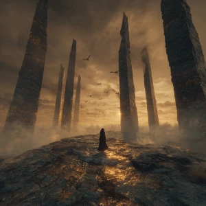 Ultra-realistic cinematic scene atop Mount Vharos, the highest w...
