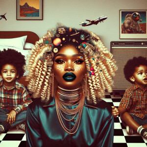 Astro punk ray cesar style charming realism African American wom...