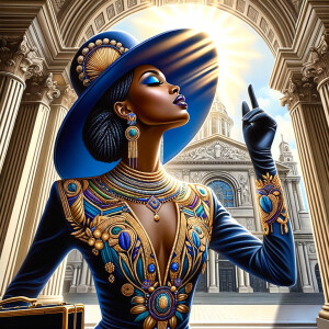 Create an airbrush oil painting of an African American woman wit...