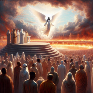 Draw me a picture of Revelation where the dead were judged for t...