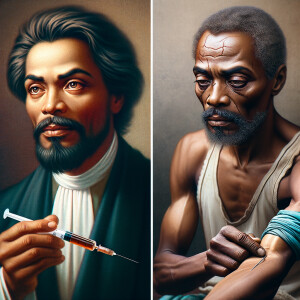 Can you help me create a African-American Jesus with medium with...