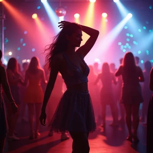 Generate an image of a stylish fashionable girls dancing activel...
