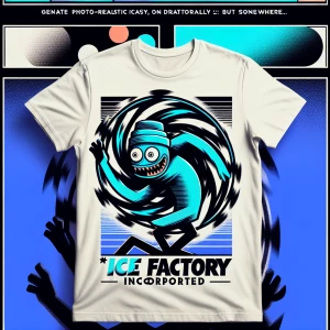 Create a t-shirt design for 'Ice Factory Incorporated' featuring...