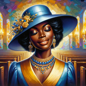 A spiritually enriching illustration portrays an African America...