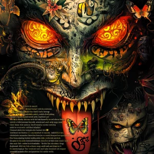 "A surreal, highly detailed digital painting of a monstrous face...