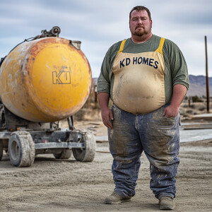 Curtis Kowe a 38 year old concrete pumper operator, standing nex...