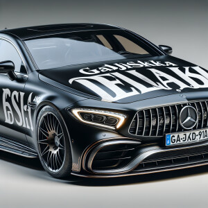 Mercedes cls 63 amg on which the text is written « Gadjishka del...