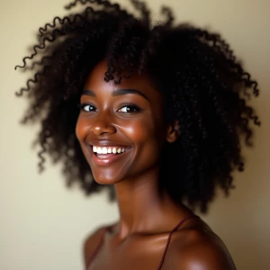Create a beautiful African American woman who is front facing pr...
