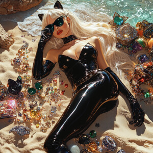 Photorealistic image of Felicia Hardy, also known as Black Cat f...