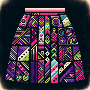 A retro skirt with different designs using neon colors