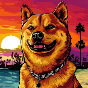 MEME DOGE in GTA art style — — in the style of a Grand Theft Au...