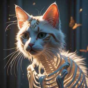 Hyperrealistic, zephyr, skeleton cat