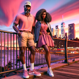 3D image of an attractive 50 year African American couple, they...