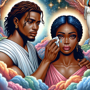 Ensure that the image distinctly represents both Jesus Christ an...