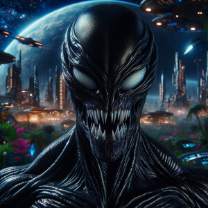 Venom,created in the style of Yautja's (Hunter Predator),ultra-d...