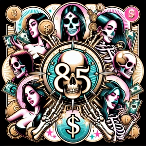 Design an image showcasing the 805 Money Bones brand logo center...