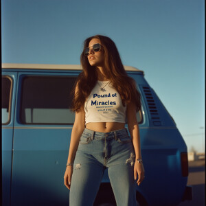 Color film photograph from 1975 of a beautiful 23-year-old brune...