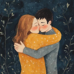 Two people hugging