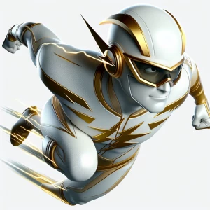 A detailed depiction of the character Godspeed as seen in the TV...