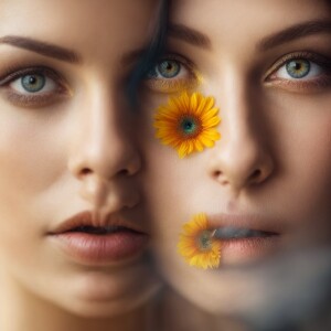 create a realistic photoshoot of two beautiful hazel green eyes