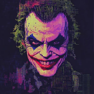 Create an ASCII art representation of the character Joker