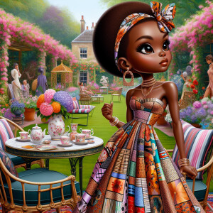 Illustrate a 3-D realistic with light skin chibi-style African A...