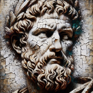 "Craft an abstract portrait that captures both the essence of Ju...