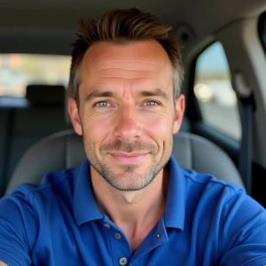 Selfie, male, 45 years old,short brown hair, hazel eyes, clean s...