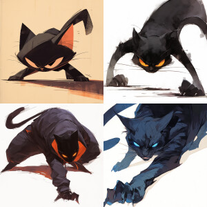 Black cat, cool, dynamic pose