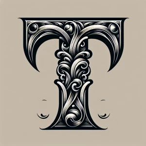 An ornate letter T suitable for a tattoo