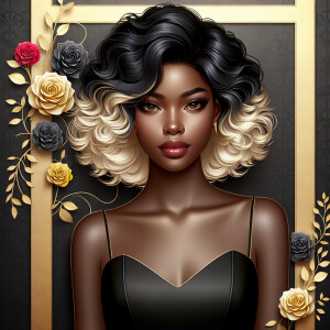 Create a vertical 3-D portrait of a light-skinned African-Americ...