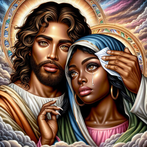 Ensure that the image distinctly represents both Jesus Christ an...
