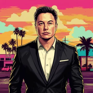 Elon Musk in GTA art style, , in the style of a Grand Theft Aut...
