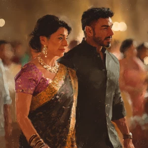 realism,digital painting .a  attractive gujarati mother in law i...