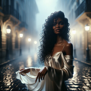 A cinematic scene featuring an African American woman with long,...