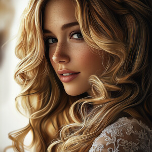 Create an 8K UHD, photorealistic portrait of a stunning woman wi...