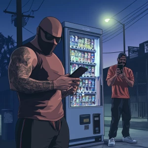 White muscular thin man with beard, big chin, smile and cheekbon...