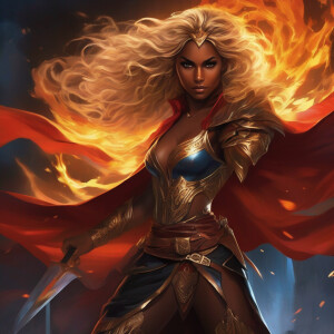 Illustrate a captivating moment as a bold Eritrean assassin girl...