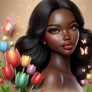 3D face of a light skin african-American beautiful woman with br...